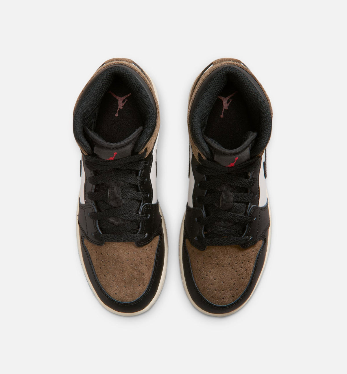 Air Jordan 1 Mid Youth Lifestyle Sneakers - Black/Phantom/Palomino/University Red
