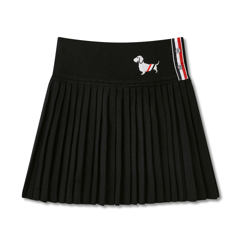 Women's Dog-Motif Knitted Pleated Skirt | Thom Browne