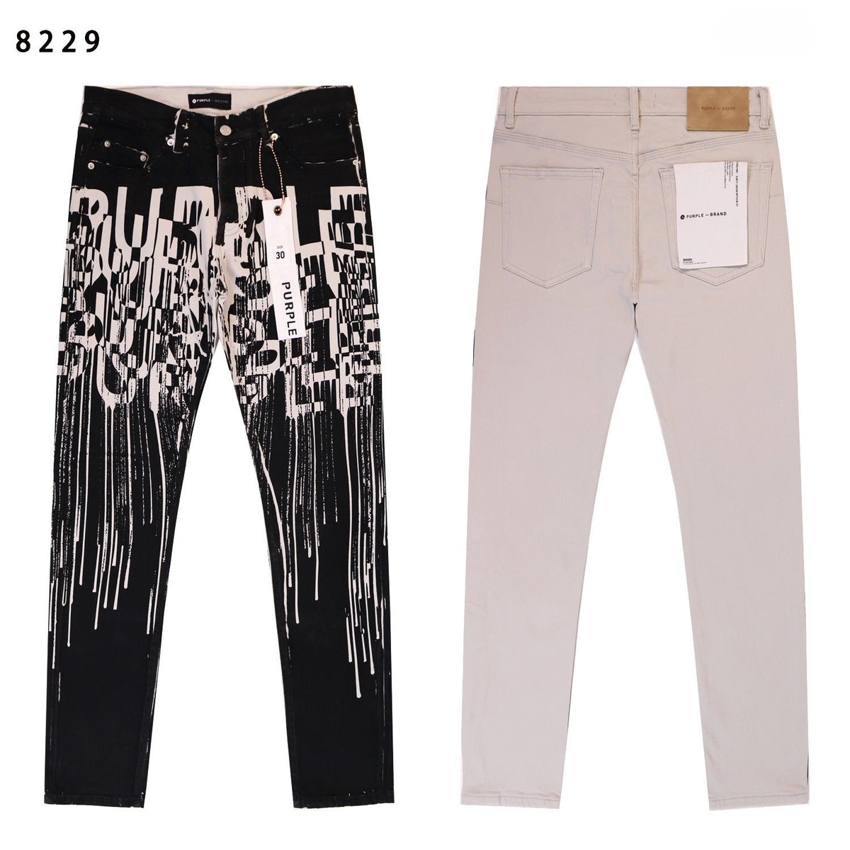 Purple Brand Hand Paint Ripped Skinny Denim Jeans Unisex