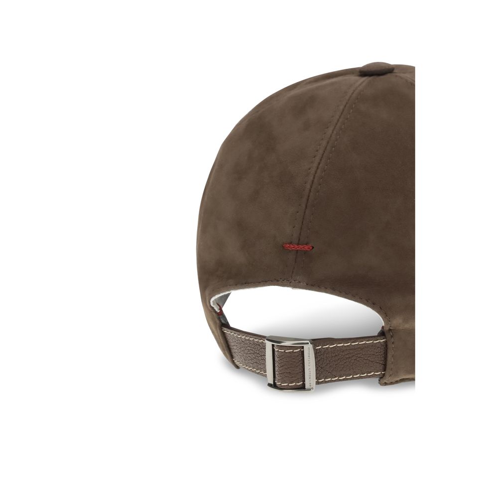 Brunello Cucinelli Brown Calf Leather Baseball Cap