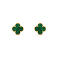 Van Cleef & Arpels CLOVER MEDIUM MALACHITE PINK GODL EARRINGS