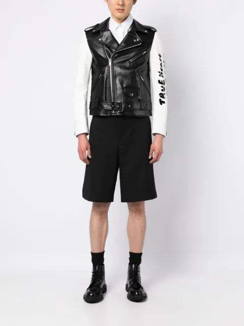 Black Comme Des Garçons contrasting-sleeves biker jacket