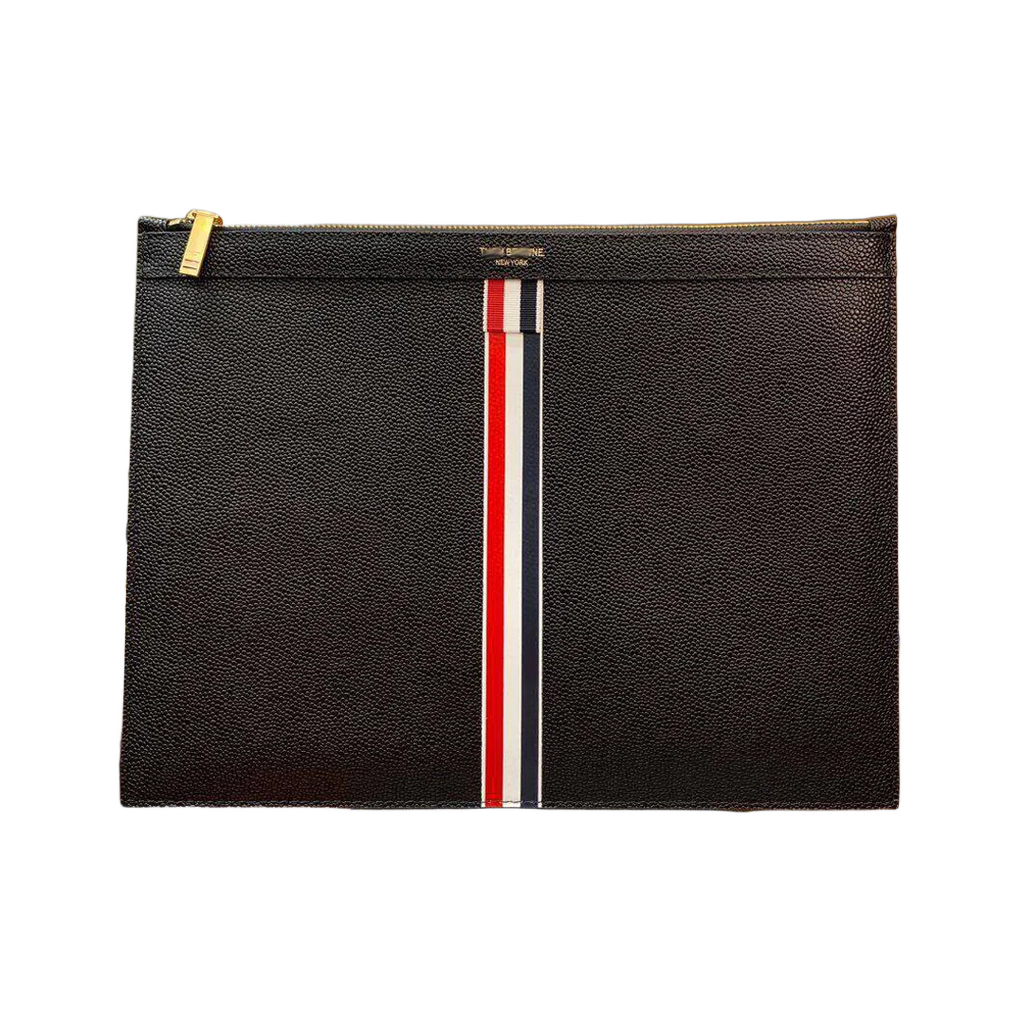 Three-color woven clutch bag