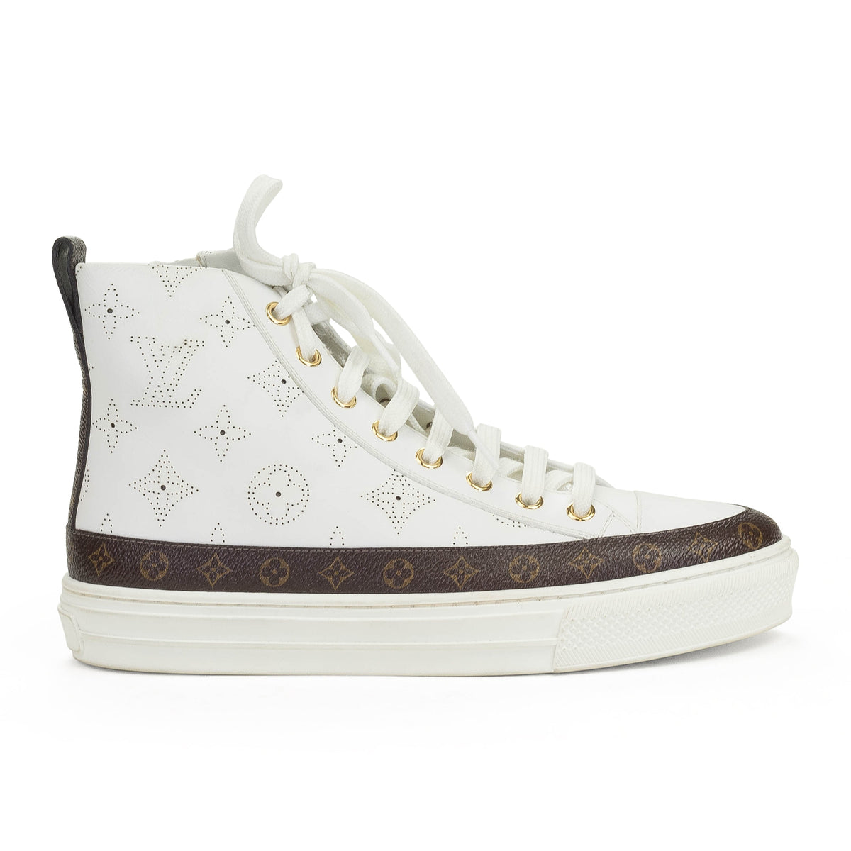 White Monogram Stellar High-Top Sneakers