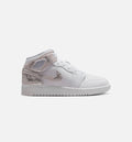 Air Jordan 1 Mid SE Grade School Lifestyle Shoes - White Field Silver