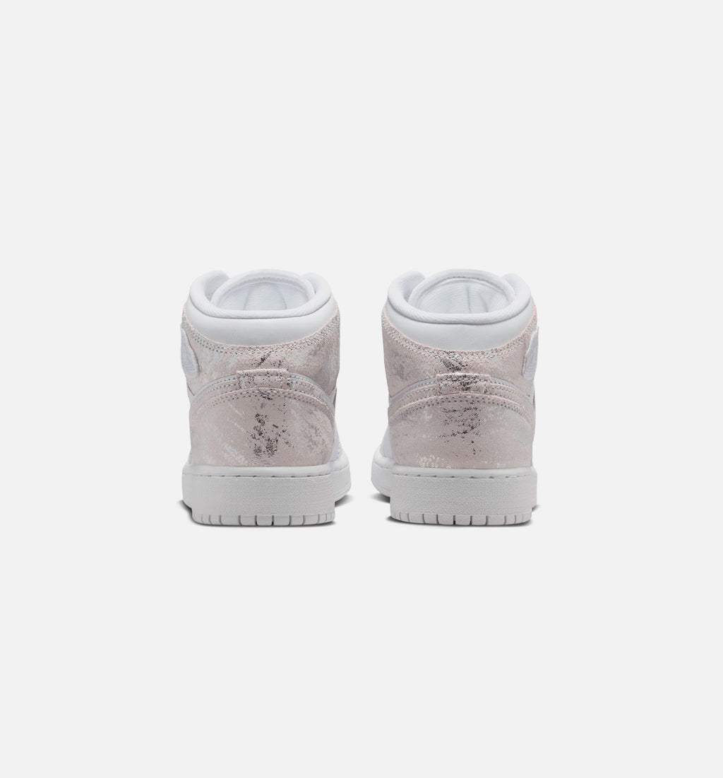 Air Jordan 1 Mid SE Grade School - White/Field Silver