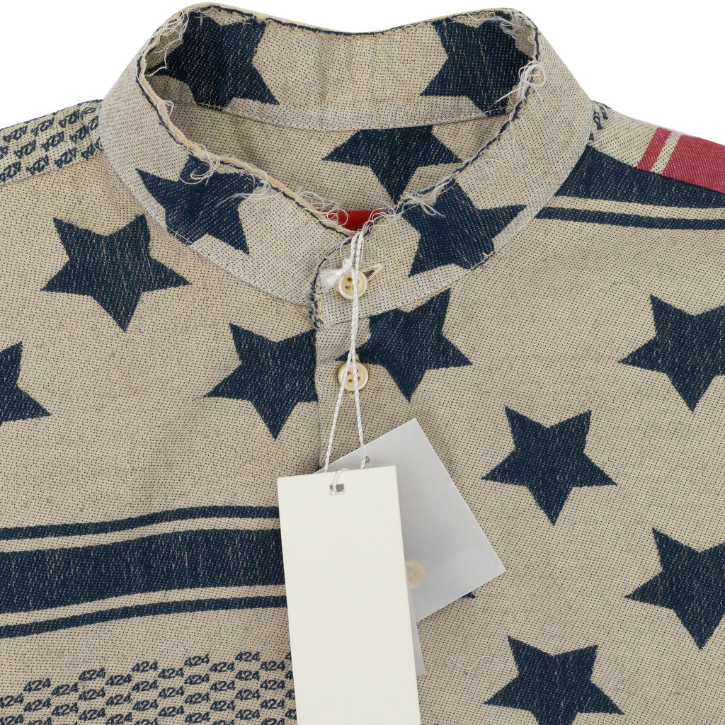 MULTI TUNIC AMERICAN FLAG BUTTON-DOWN SHIRT