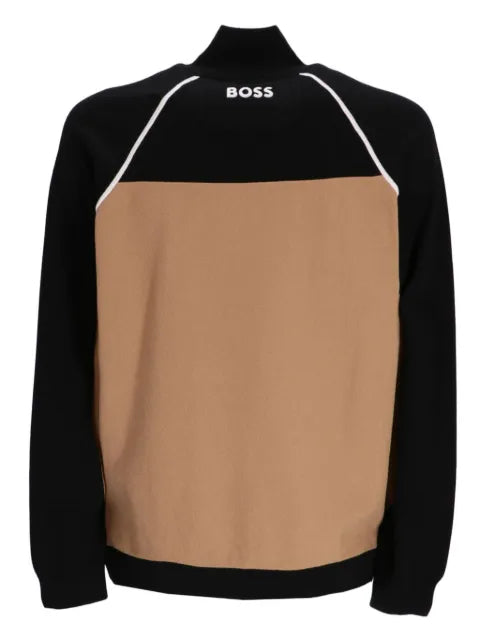 BOSS logo-embroidered colour-block sweater
