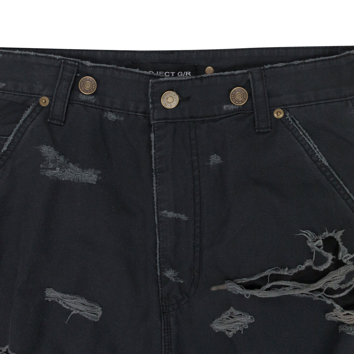 BLACK DISTRESSED PATCH WORK SWEATPANTS