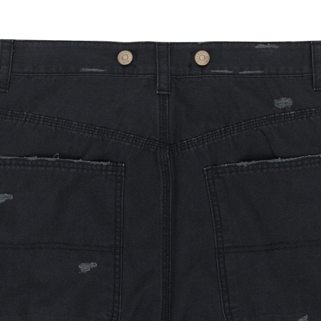 BLACK DISTRESSED PATCH WORK SWEATPANTS