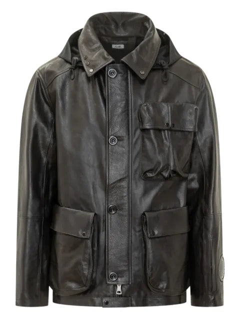 C.P. Company hooded medium leather jacket