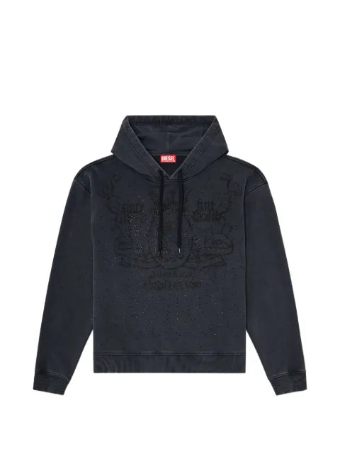 Diesel printed hoodie with rhinestone studs