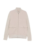 Eleventy cable-knit sleeve zip-up bomber jacket