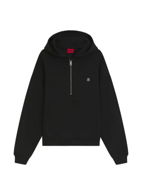 HUGO zipper neck hoodie in a structured cotton blend