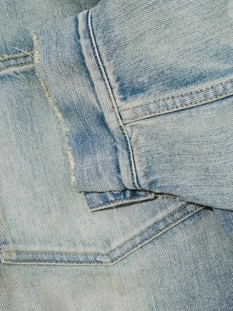 A.PRESSE bleached-effect pleated denim jacket
