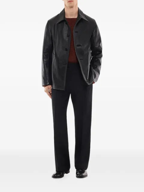 FURSAC button-front leather jacket