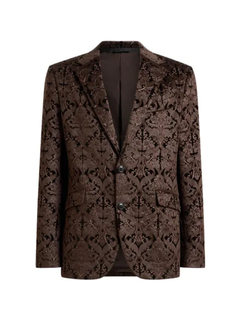 ETRO single-breasted cotton jacket with crystals and damask motif