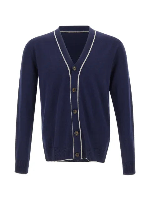 Eleventy piping-detail wool cardigan