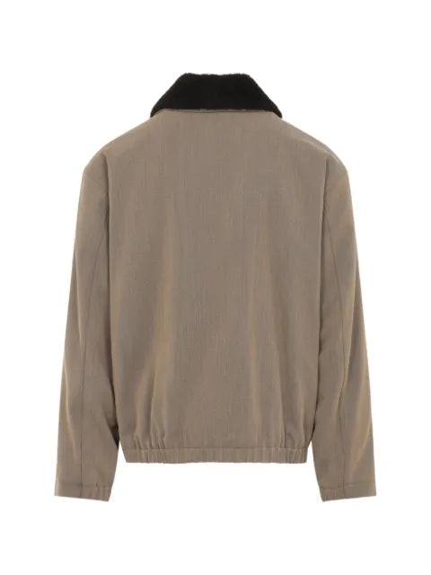 Giorgio Armani shearling-collar wool jacket