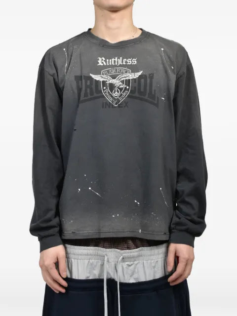 PROTOCOL INDEX distressed paint-splatter sweatshirt