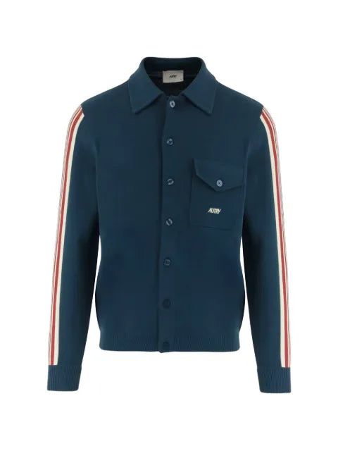 Autry stripe-detail logo-embroidered shirt jacket