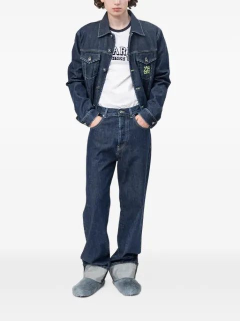 Marni logo-embroidered denim jacket