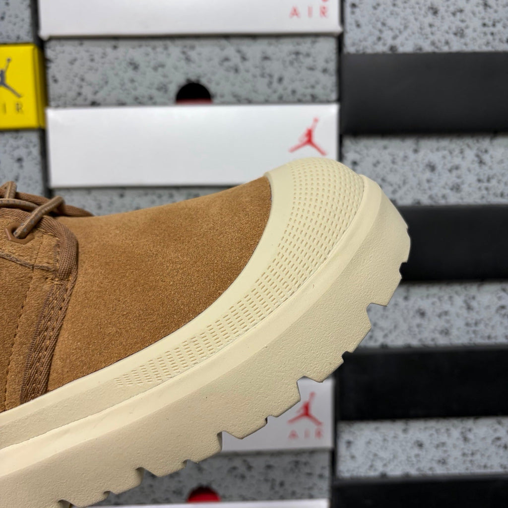 UGG Lace-Up Hiker Chukka Boot – Suede Boot with Knit Collar, Lug Sole & UGG Logo Heel in Tan
