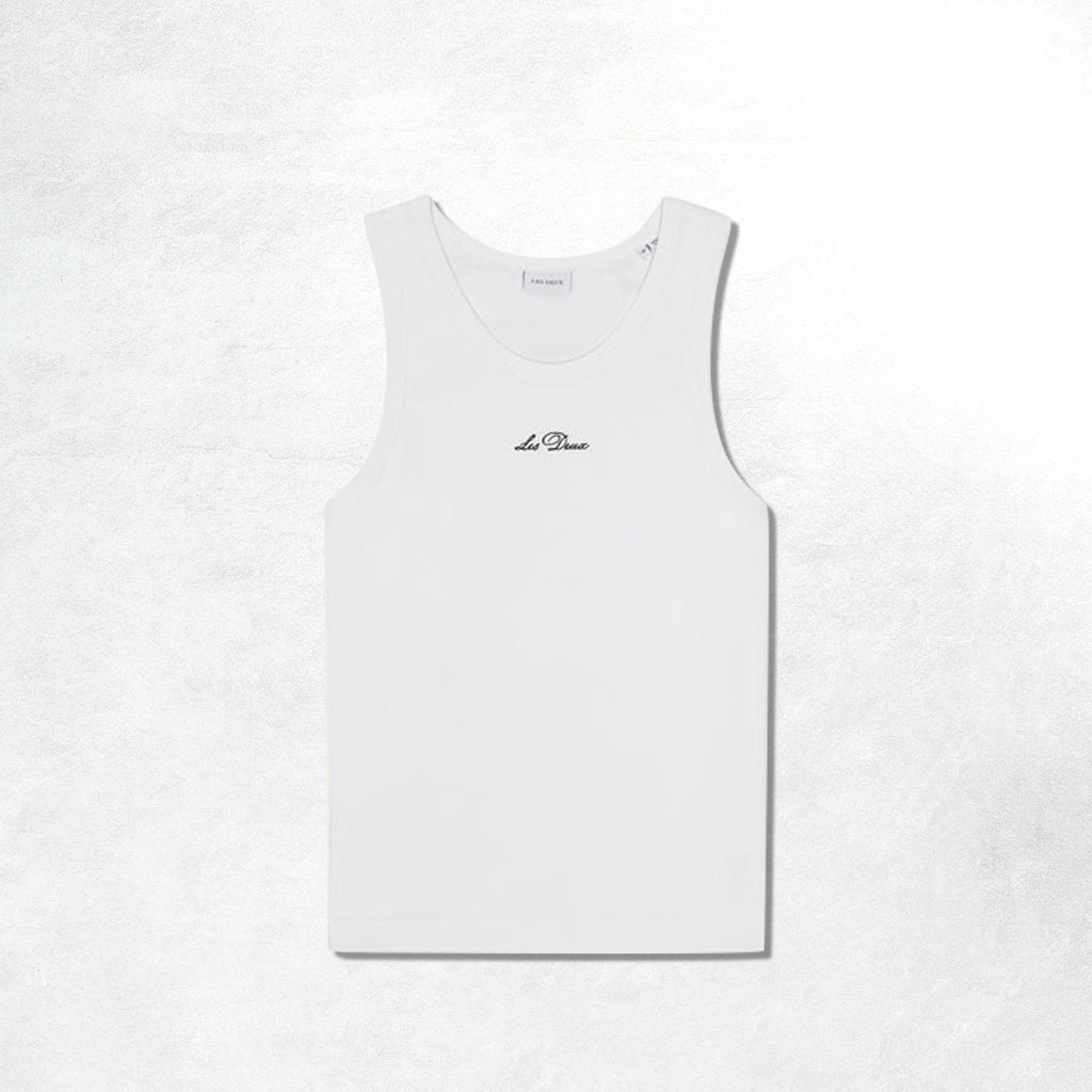 Les Deux Arthur Logo Rib Tanktop: White