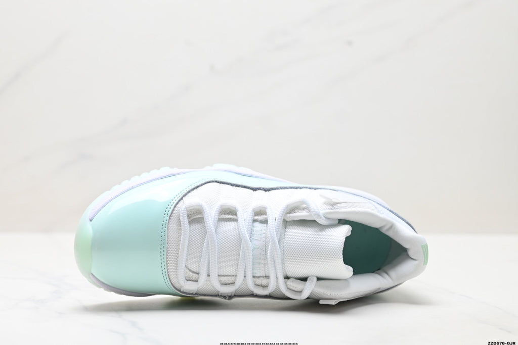 Air Jordan 11 Retro White and Mint Unisex Sneakers Style 09