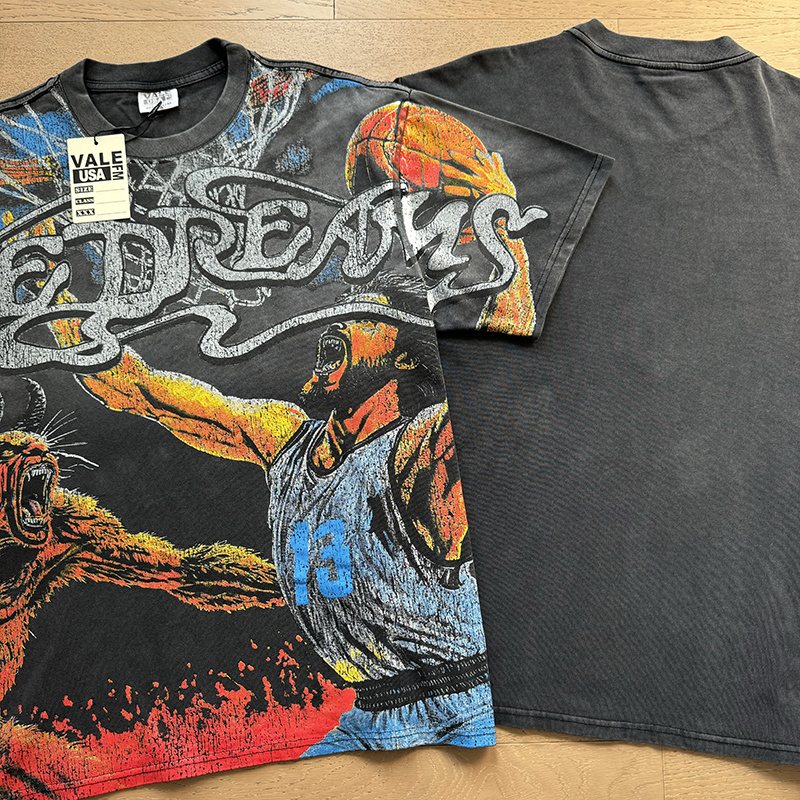 VALE USA Washed Black Graphic T-Shirt