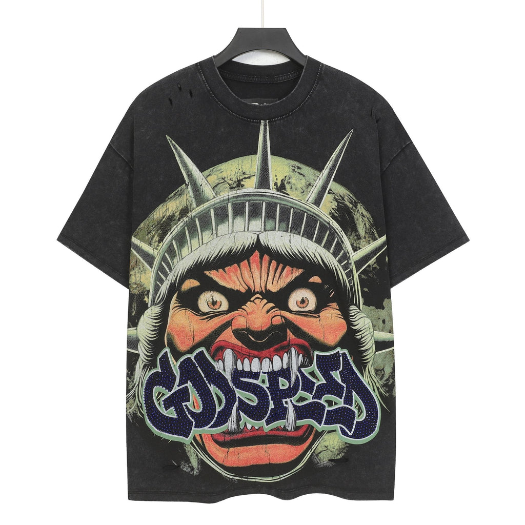 Godspeed Distressed Rhinestone Graphic T-Shirt