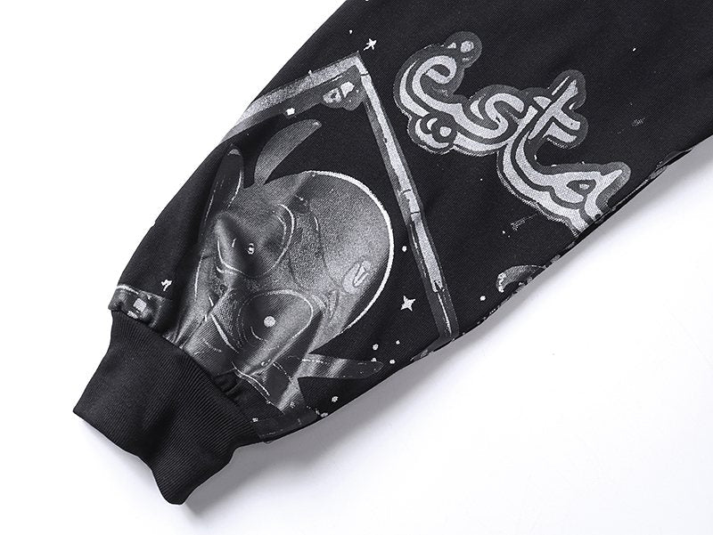 MIXED EMOTION Black All-Over Graphic Long-Sleeve T-Shirt