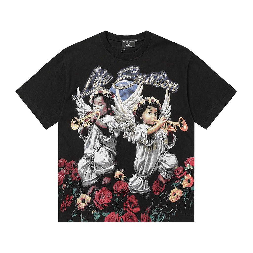 MIXED EMOTION Angel Rose Graphic Short-Sleeve T-Shirt