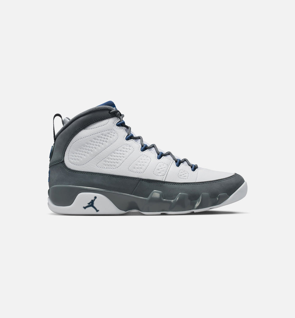 Air Jordan 9 Retro Flint Grey Men's Sneakers - White / French Blue / Flint Grey