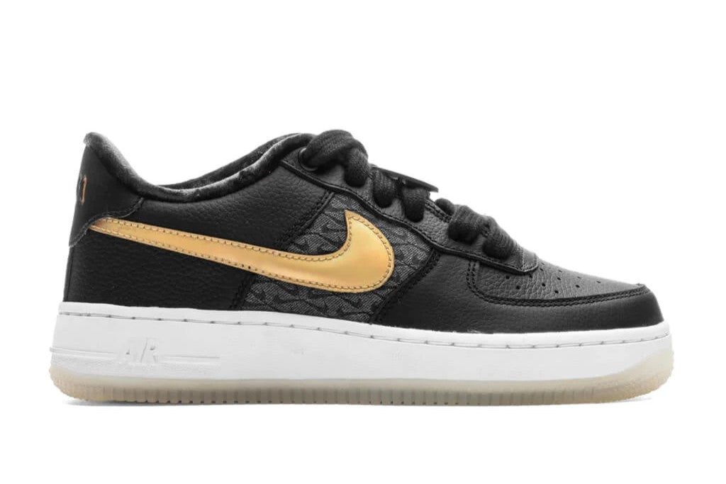 Big Kid's Nike Air Force 1 Low LV8 BG Blk/Metallic Gold-Wht (FN6977 010)