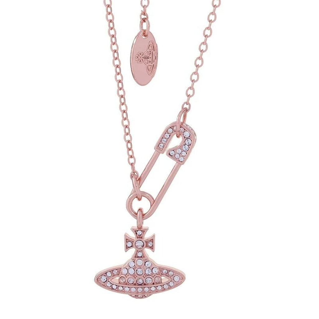 Vivienne Westwood Style Safety Pin Orb Chain Necklace