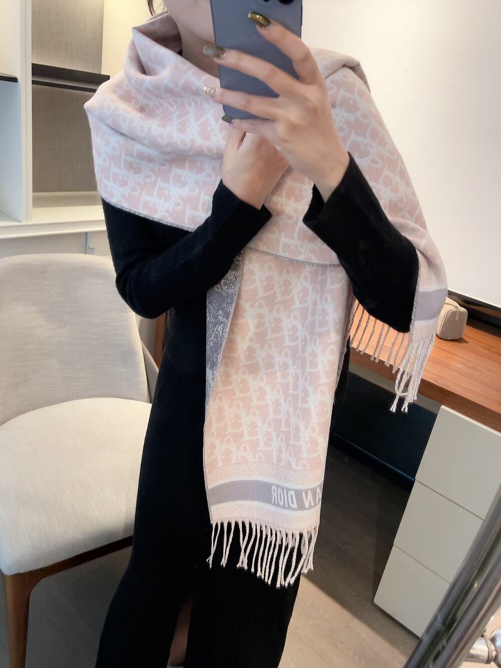 Dior Monogram Fringed Scarf
