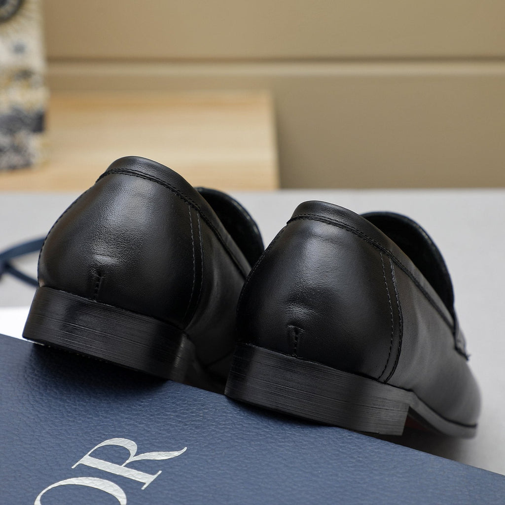 Dior Black Buckle Loafers