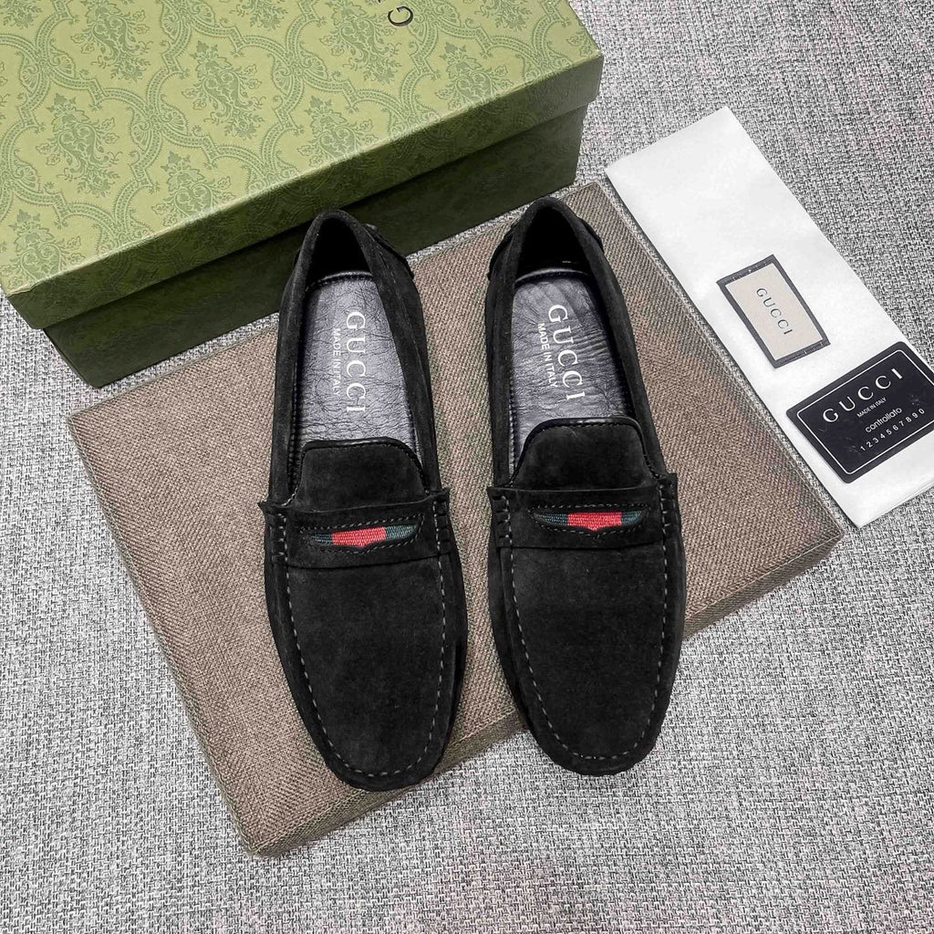Gucci Men's Black Stripe Slip-On Loafers