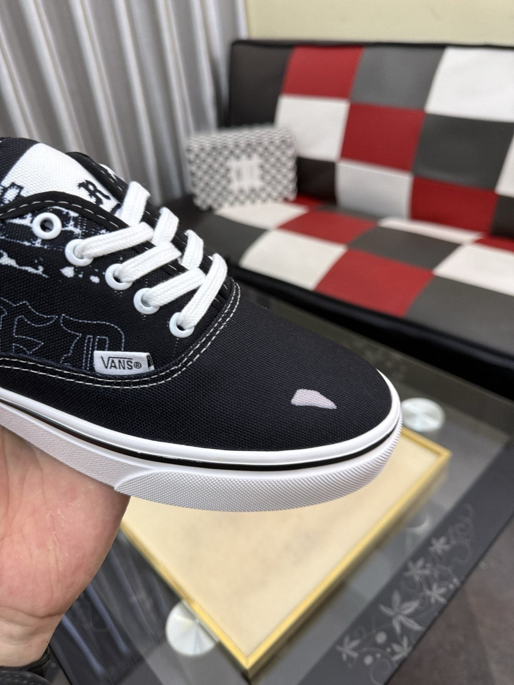 Vans Black Graphic Low-Top Sneakers - White Rubber Sole