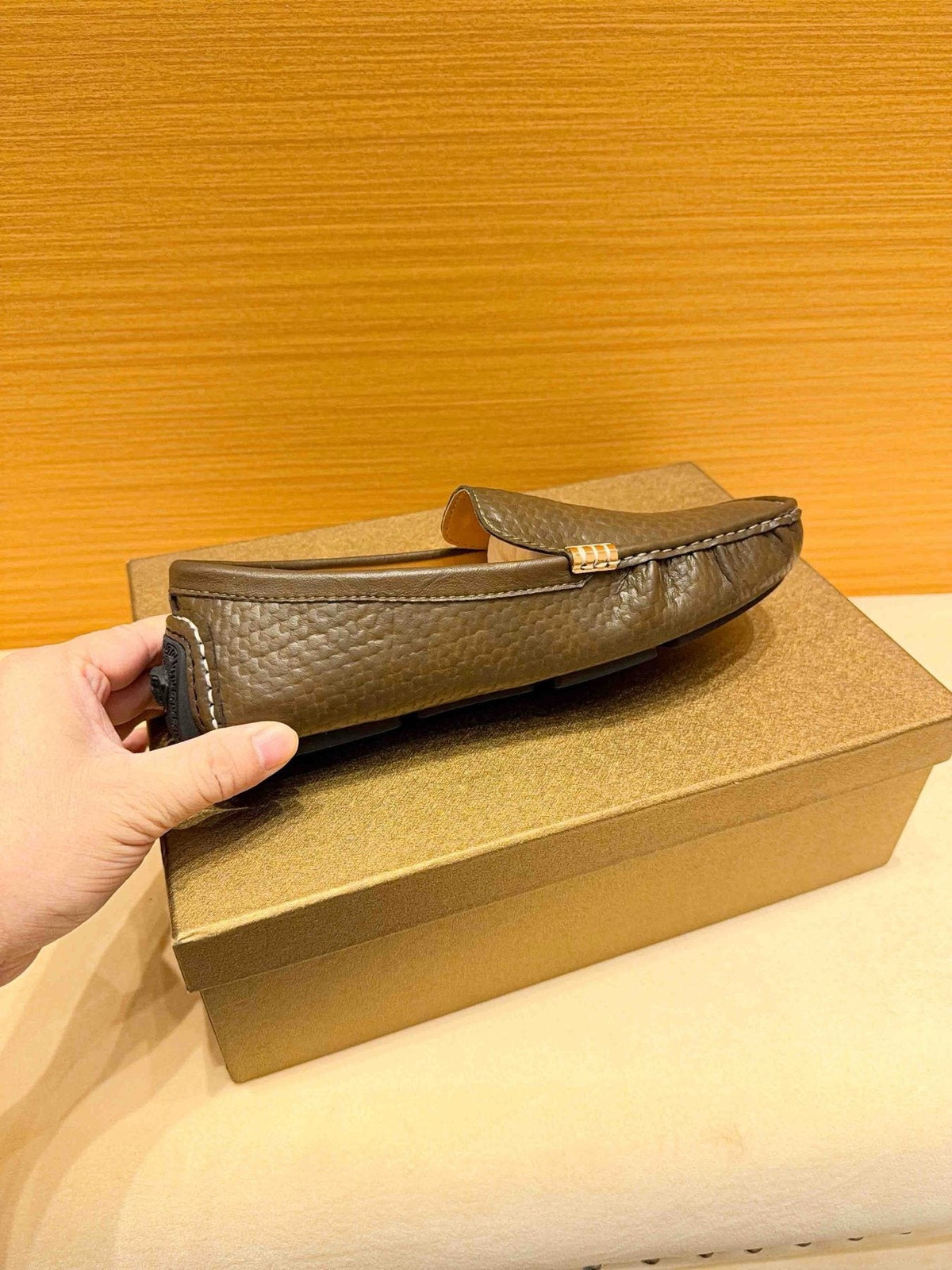 Versace Brown Textured Loafers