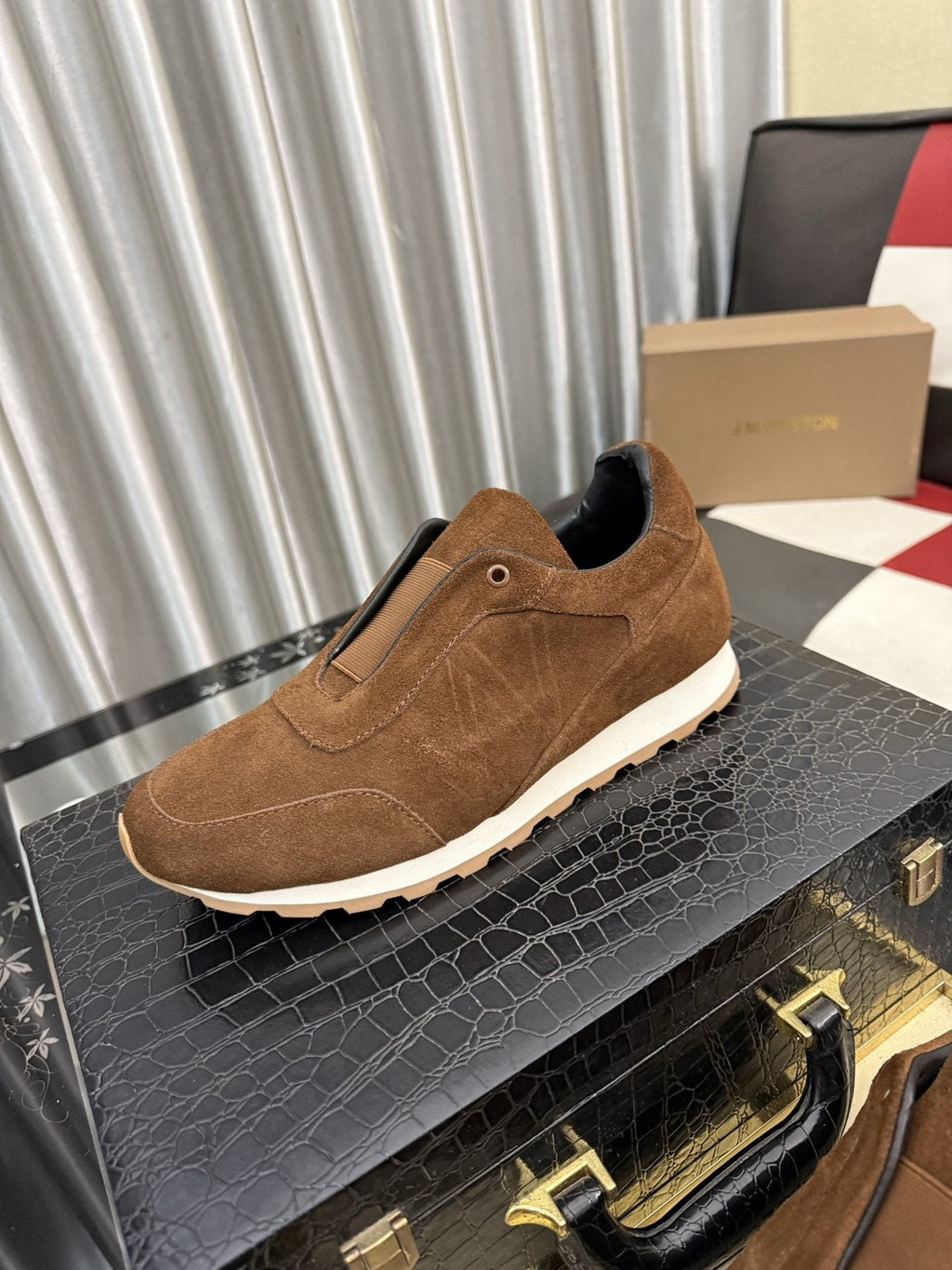 Men's J.M. Weston Brown Slip-On Sneakers