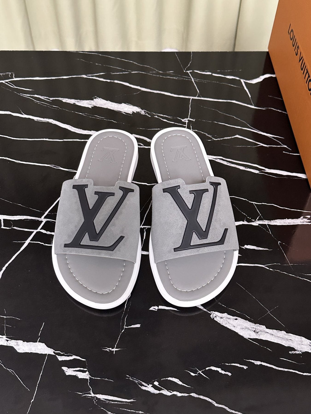 Louis Vuitton Logo Strap Slide Sandals
