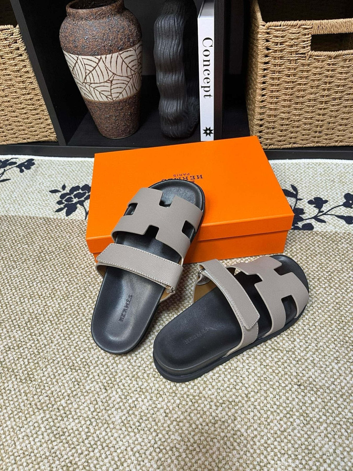 Hermes Men's Kazimir Cutout Slide Sandals