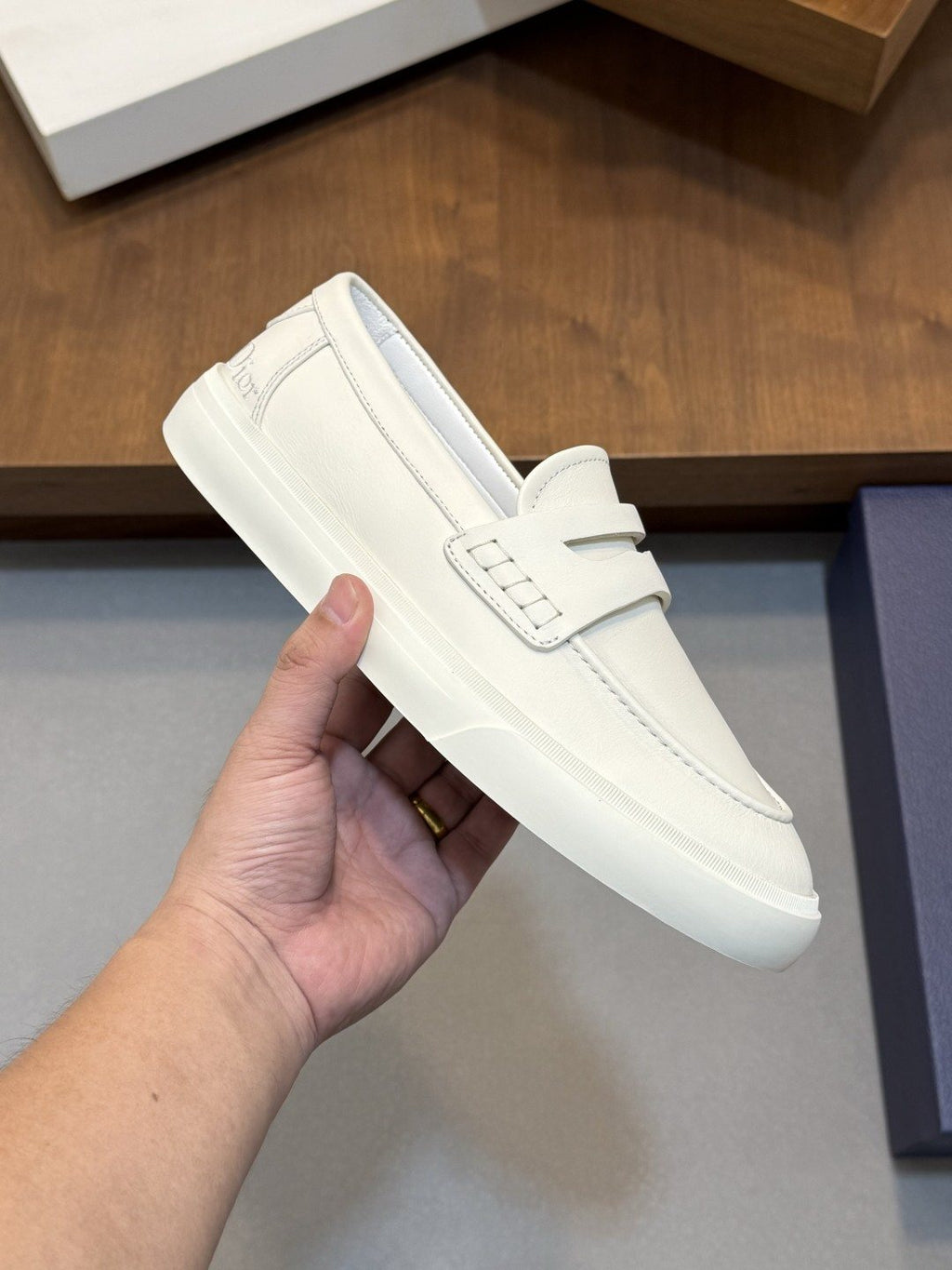 Dior Leather Strap Slip-On Shoes