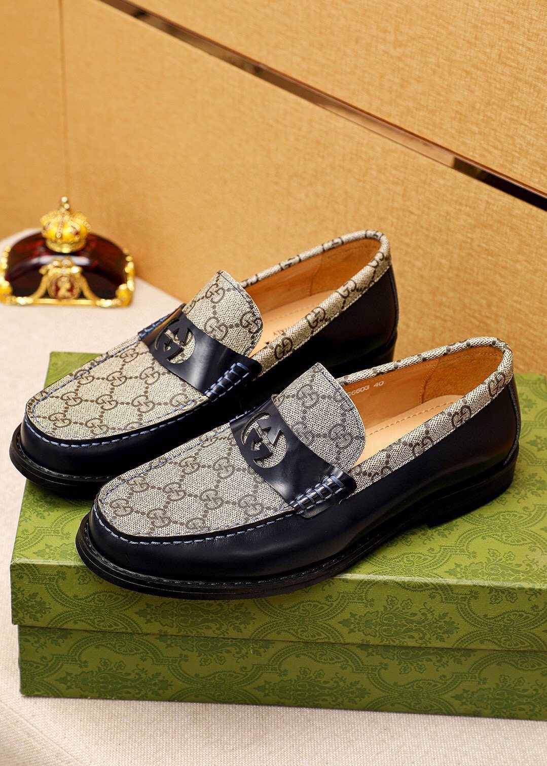 Gucci Patent Monogram Loafers