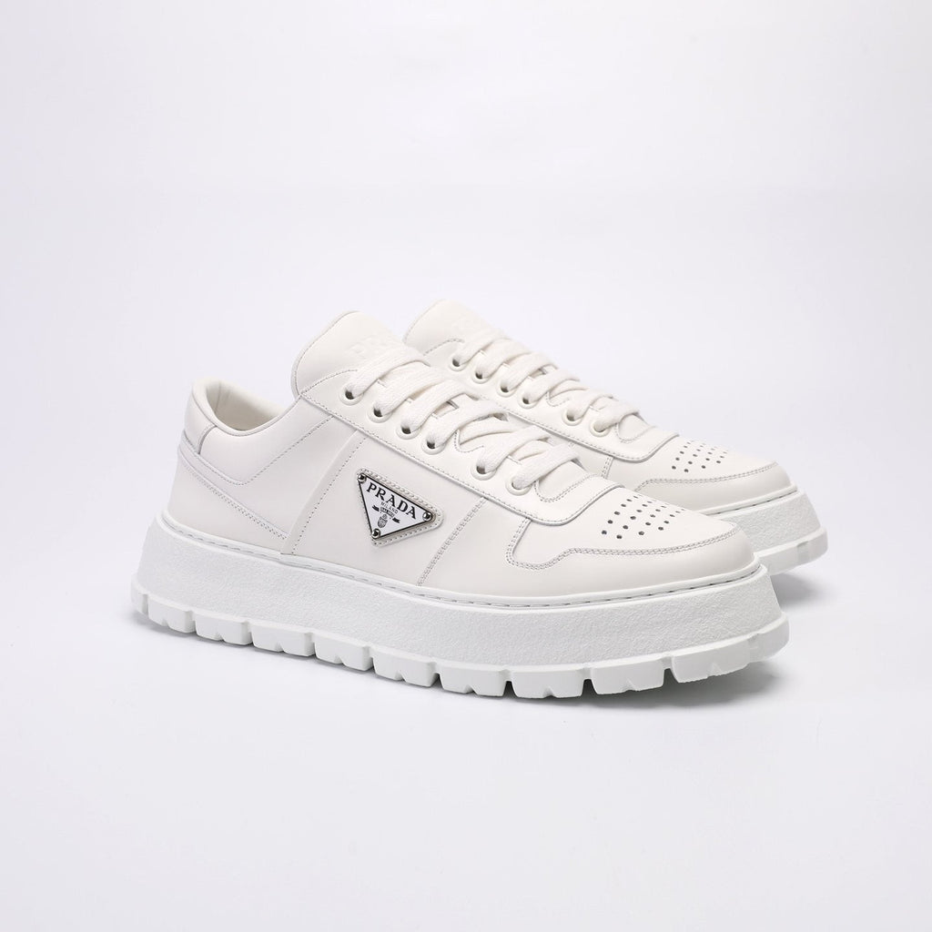 Prada Men's Triangle Plaque Low-Top Sneakers - Textured Lug Outsole