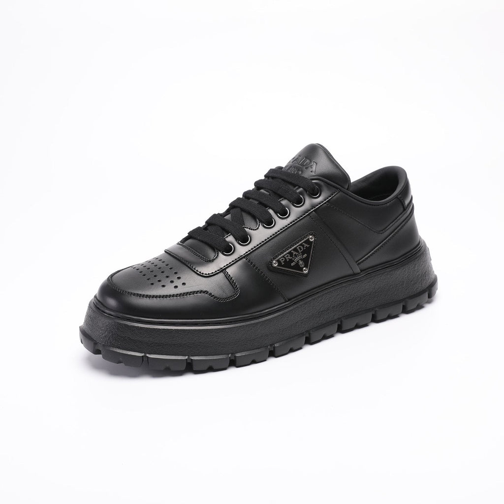 Prada Men's Triangle Plaque Low-Top Sneakers - Textured Lug Outsole