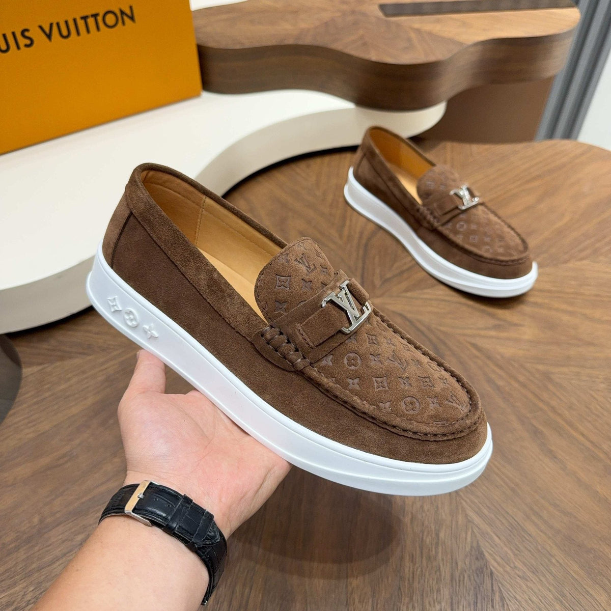Louis Vuitton Men's Embossed Slip-On Sneakers