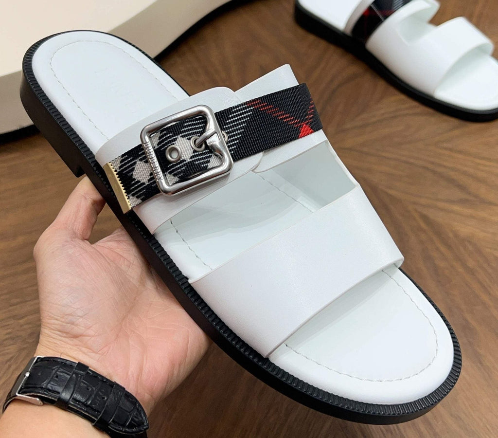 Burberry Plaid Buckle Slide Sandals